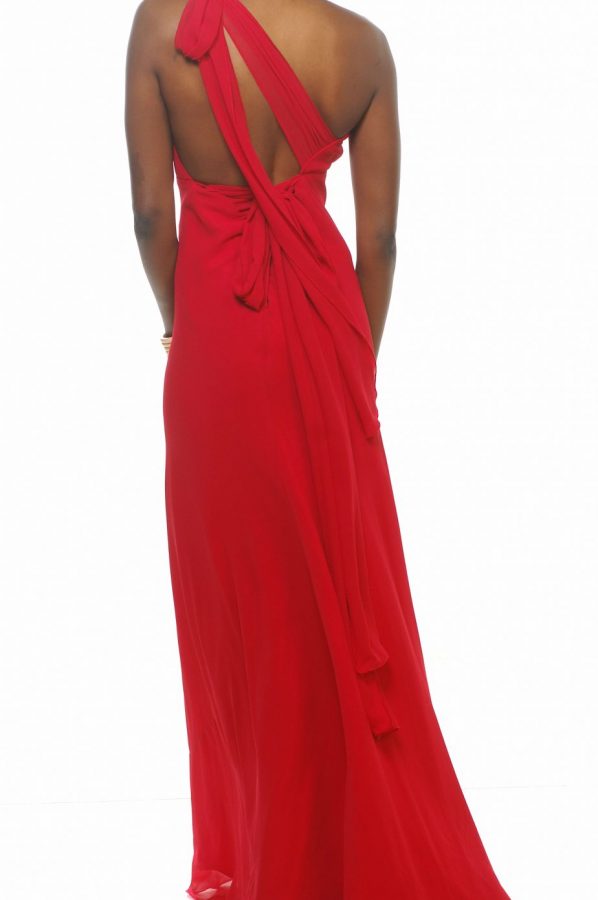 Caprice dress red georgette back